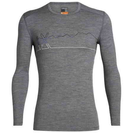 Muška majica Icebreaker Mens 200 Oasis LS Crewe Single Line Ski siva GritstoneHthr
