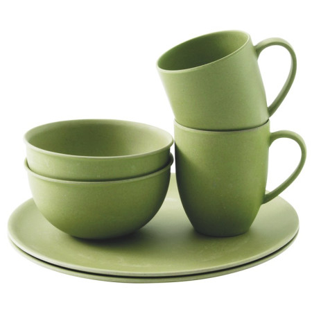 Set posuđa Outwell Bamboo Dinner Set 2 persons zelena