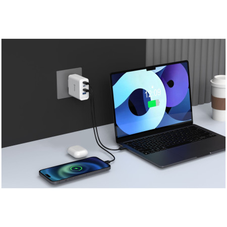 Adapter Swissten GaN 2X USB-C 100W + 1X USB-C 20W + 1X USB-A 30W