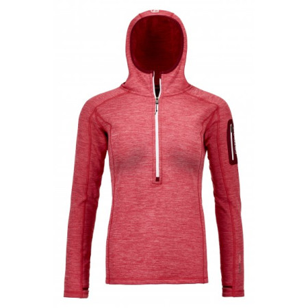 Ženska dukserica Ortovox Fleece Light Melange Zip Neck crvena HotCoral
