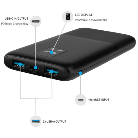 Power bank eksterne baterije Fixed Zen 10 s LCD zaslonom