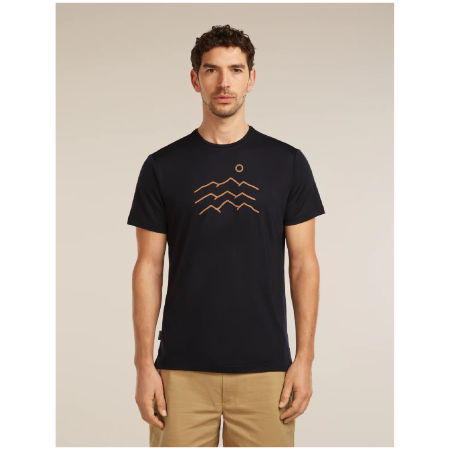 Muške funkcionalne majice Icebreaker Merino Blend 125 Cool-Lite™ Sphere SS Tee Across the Peaks crna BLACK