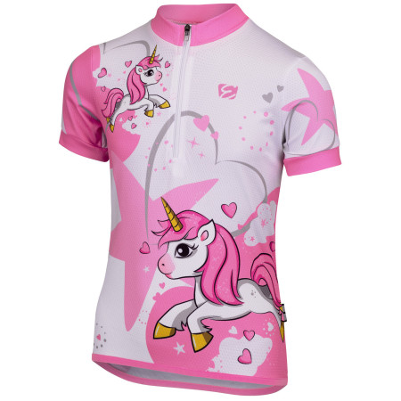 Dječji biciklistički dres Etape Rio (dívčí) bijela / ružičasta