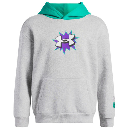 Dječja funkcionalna majica Under Armour UA B Rival FLC Graphics Hd Mod Gray Light Heather svijetlo siva Mod Gray Light Heather / Geode Green / White