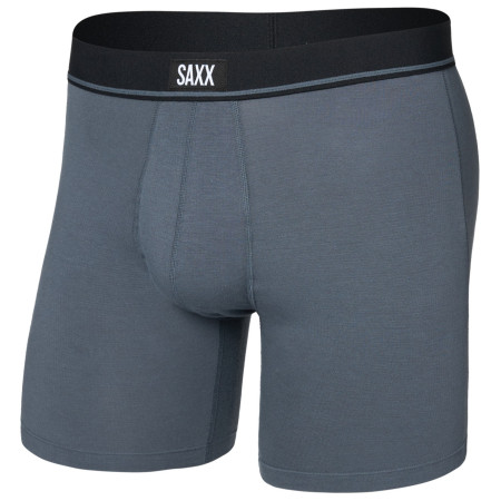Muške bokserice Saxx Essential Cotton Boxer Brief Fly siva turbulence