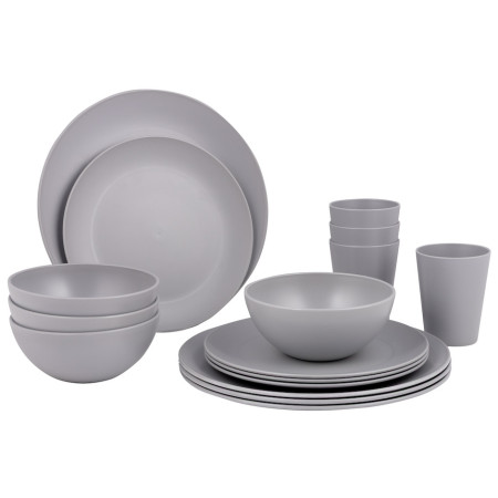 Posuđe Bo-Camp Tableware Renew RPET 16pcs siva gray