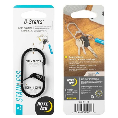 Karabiner bez matice Nite Ize G-series #3 crna Černá