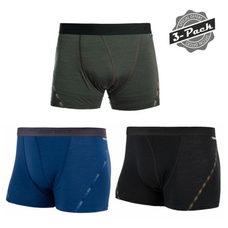 Muške kratke hlače Sensor Merino Air 3-PACK crna