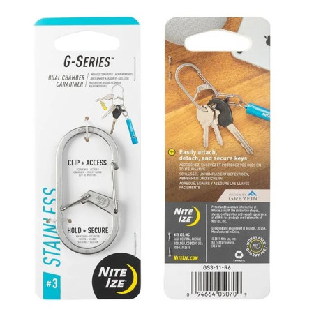 Karabiner bez matice Nite Ize G-series #3 srebrena Stříbrná