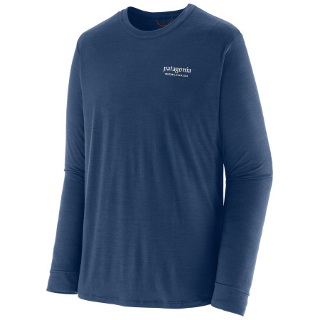 Muška majica Patagonia M's L/S Cap Cool Merino Blend Graphic Shirt plava Heritage Header: Clement Blue