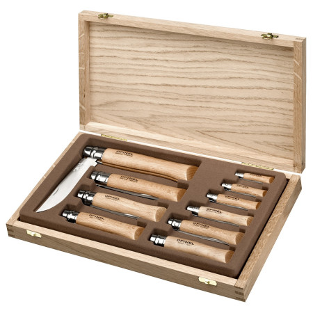 Set noževa Opinel Inox drvena kutija s 10 noževa (N°02-12)