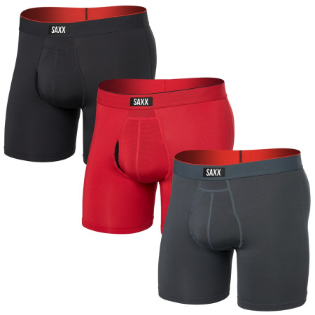 Bokserice Saxx Multi-Sport Mesh Boxer Brief Fly 3Pk crna/crvena sunset red/trblnce/fd blk