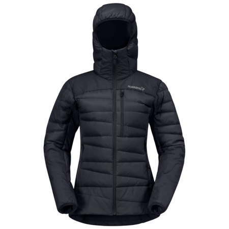Ženska jakna od perja Norrona falketind down750 Zip Hood crna Caviar Black