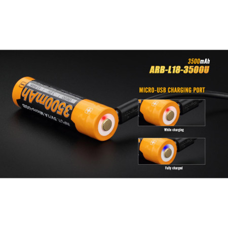Baterija na punjenje Fenix 18650 3500 mAh USB Li-ion