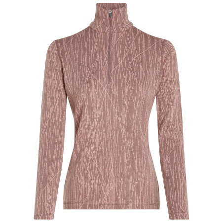 Ženska funkcionalna majica Icebreaker Women Merino 260 Tech Vertex LS Half Zip Delta Lines AOP smeđa Summit/Blush/J
