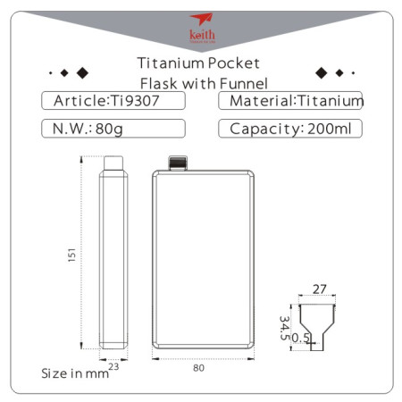 Čutura Keith Titanium Titanium Jug 200 ml