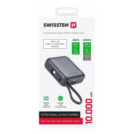 Power bank eksterne baterije Swissten 10000 mAh USB-C / Lightning