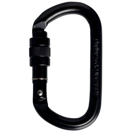 Karabiner Singing Rock oválná ocelová šroubovací (black) crna black