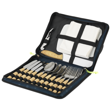 Set pribora za jelo Outwell Morella Picnic Cutlery Set smeđa/srebrena Blue