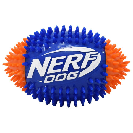 Igračka za psa Nerf Dog Squeak Spike Football 15cm plava/narančasta modrá