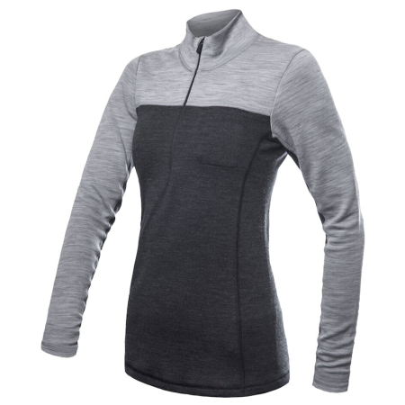 Ženska funkcionalna majica Sensor Merino Bold dl. rukáv zip siva anthracite/cool gray