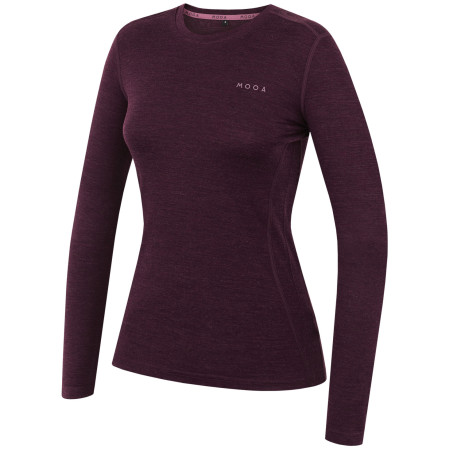 Ženska majica MOOA MerinoSilk 160 long tamno ljubičasta dark purple melange