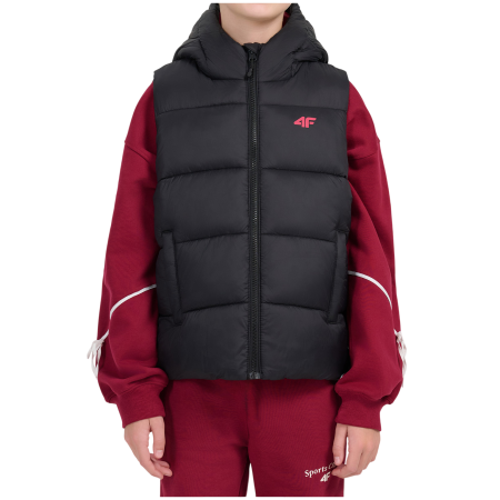 Dječji prsluk 4F Vest Jacket F370 Deep Black crna/ružičasta Deep Black