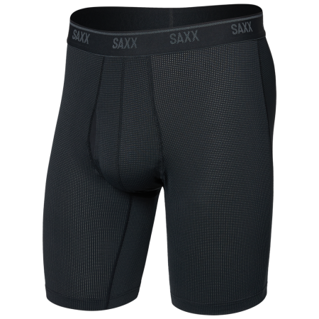Muške bokserice Saxx Quest Quick-Dry Mesh Long Boxer Brf Fly crna black