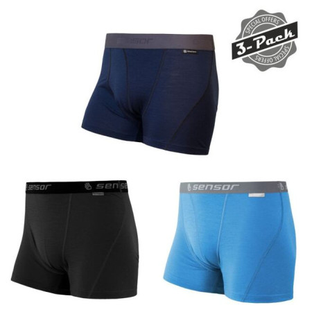 Muške kratke hlače Sensor Merino Active 3 Pack crna/plava blk/blue/deep blue