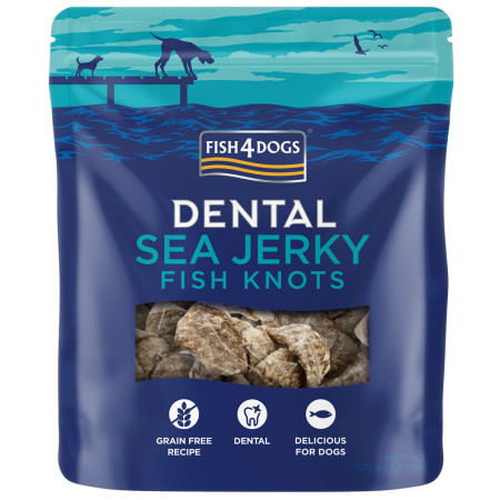 Poslastice za pse Fish4Dogs Dental Sea Jerky Fish Knots 100g