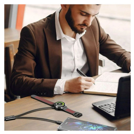 Kabeli za punjenje i sinhronizaciju Swissten Wireless magnetic charging cable 2in1 for Samsung Watch + USB-C 1,2 m