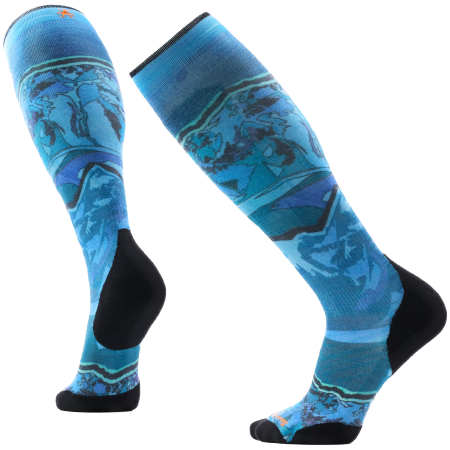 Čarape Smartwool Ski Targeted Cushion Storm Peak Print OT plava
