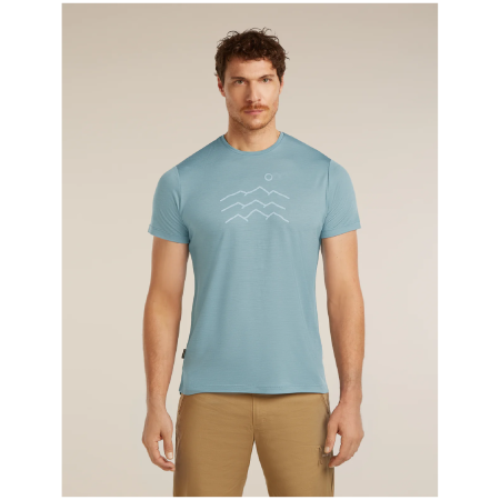Muške funkcionalne majice Icebreaker Merino Blend 125 Cool-Lite™ Sphere SS Tee Across the Peaks svijetlo plava FLINT BLUE