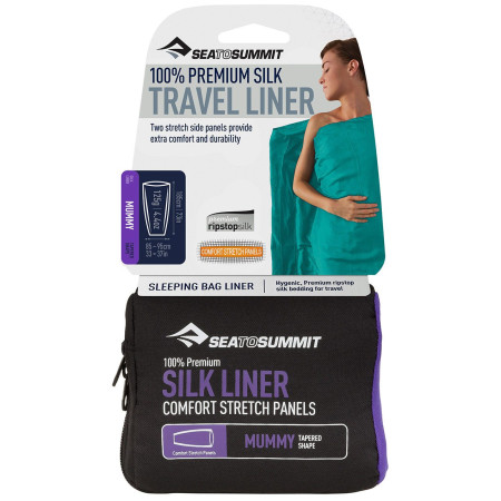 Podstava za vreću za spavanje Sea to Summit Silk Liner Mummy Tapered Shape plava NavyBlue