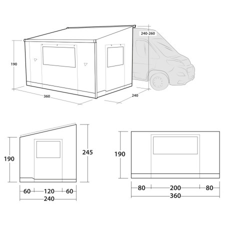 Zaklon Outwell Sideroads Awning Room