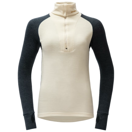 Ženska funkcionalna majica Devold Expedition Merino Silk Zip Wmn crna/bež Ink/Offwhite