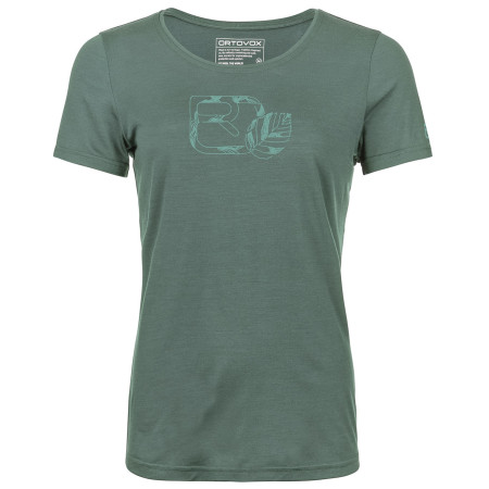 Ženska funkcionalna majica Ortovox 120 Cool Tec Leaf Logo Ts W siva/zelena