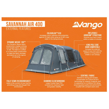 Obiteljski šator Vango Savannah Air 400 Package