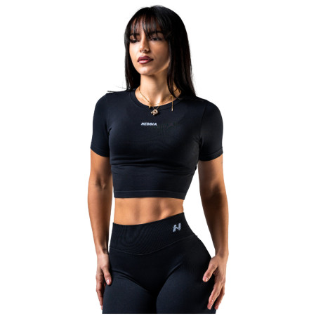Ženski top Nebbia Seamless Short-Sleeve Top Power crna BLACK