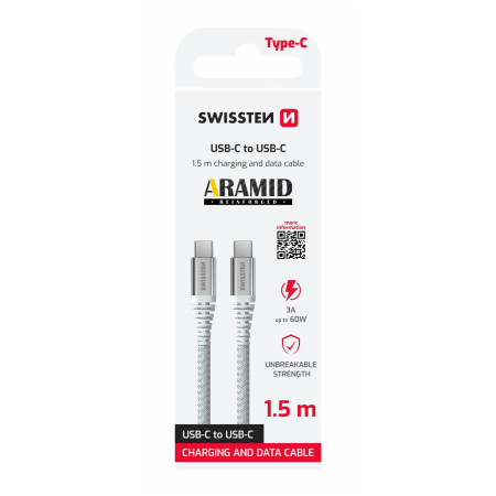 Kabel Swissten Aramid Reinforced USB C / USB C 1,5 m