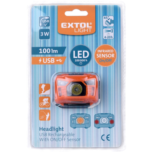 Čeona svjetiljka Extol 100lm, nabíjecí, USB, 3W LED