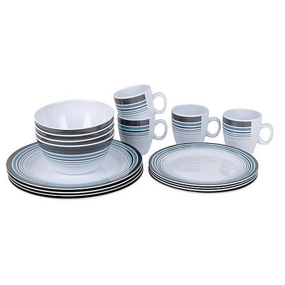 Set posuđa Bo-Camp Dinner set 16 plava/bijela White/Navy