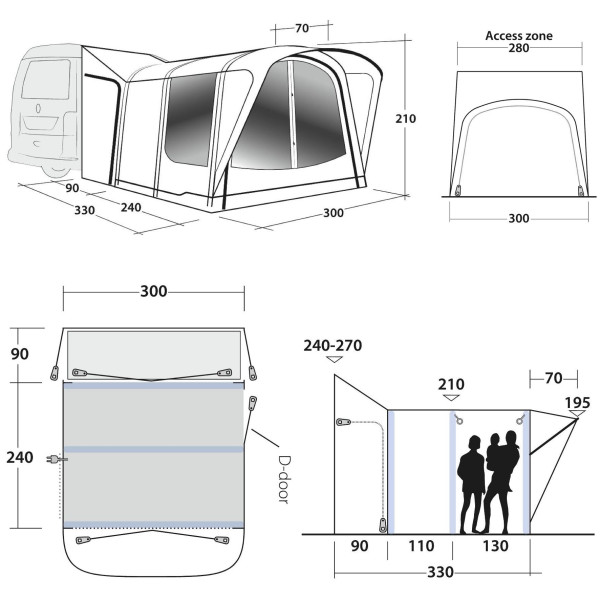 Šator za kamper Outwell Newburg 240 Air Tall