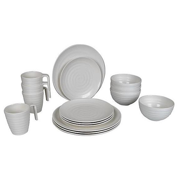 Set posuđa Bo-Camp Tableware 100% Melamine Stone bijela Natural