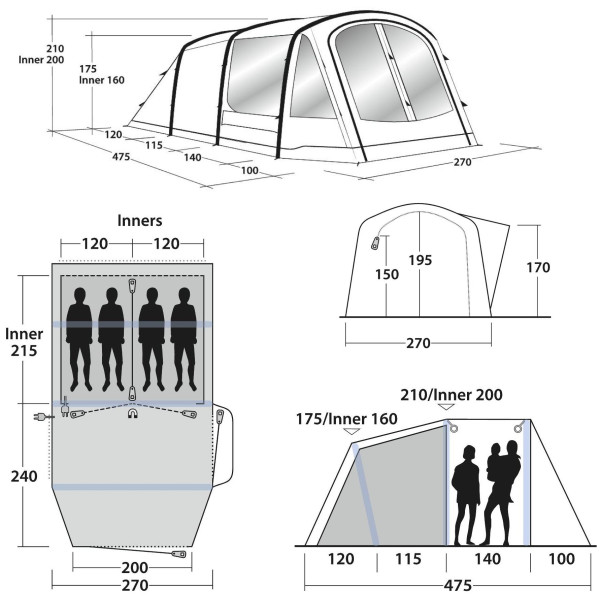Šator na napuhavanje Outwell Rosedale 4PA