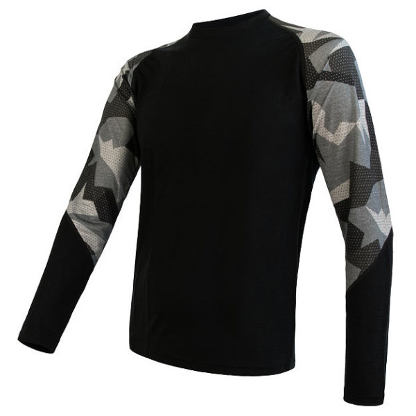 Muške funkcionalne majice Sensor Merino Impress, dugi rukav crna Black/Camo