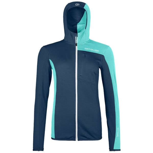 Ženska funkcionalna dukserica Ortovox Fleece Light Grid Hooded Jkt W plava deep ocean