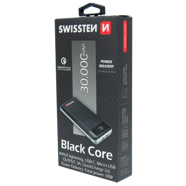 Power bank eksterne baterije Swissten BLACK CORE 30.000 mAh