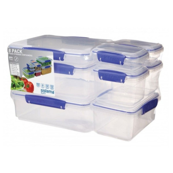 Kutija za hranu Sistema 8 Pack Set Klip It Transparentna