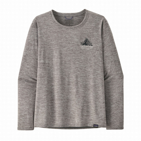 Ženska majica Patagonia W's L/S Cap Cool Daily Graphic Shirt - Lands siva Chouinard Crest: Feather Grey